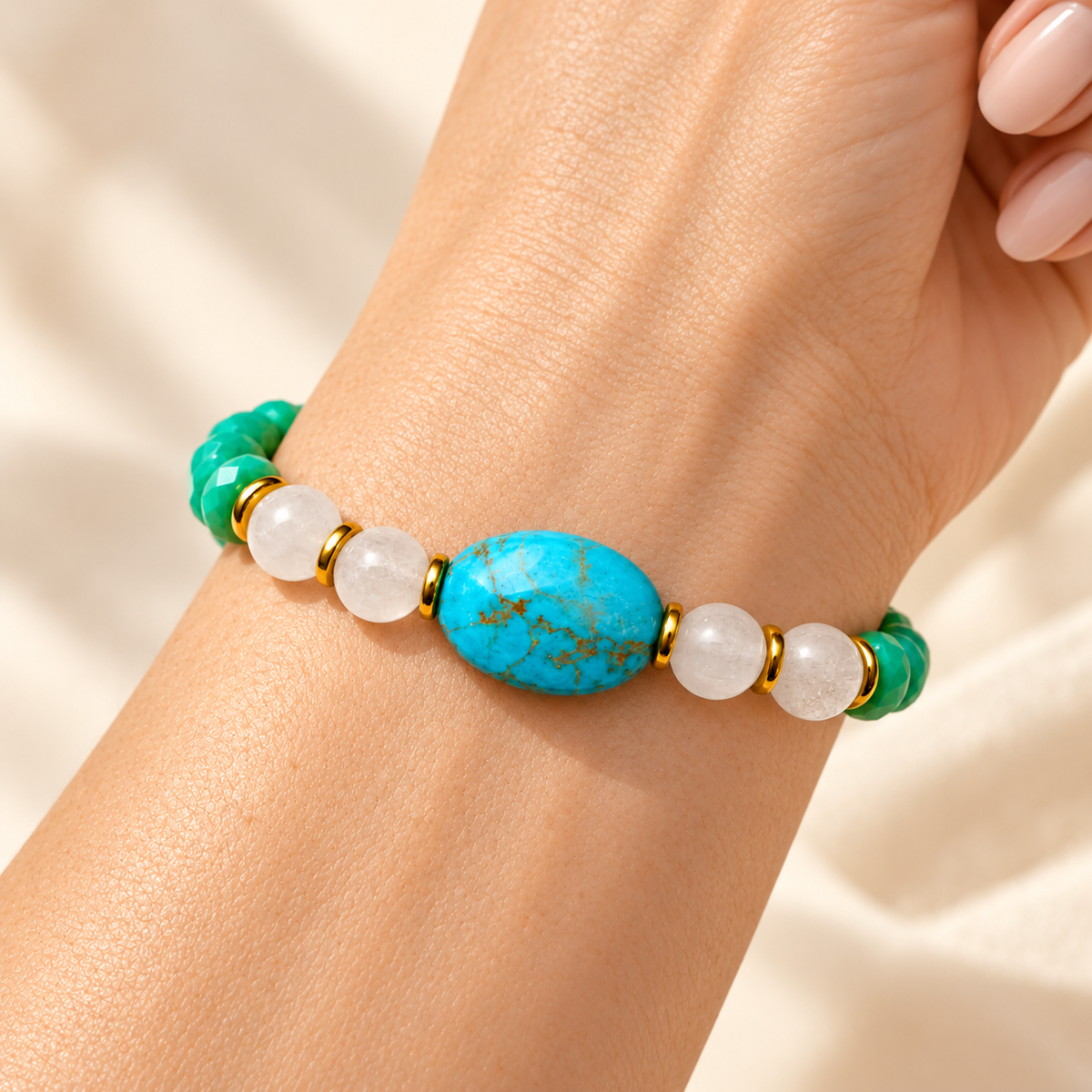 Pulsera de Intención Libre - Turquesa & Cuarzo Rosado