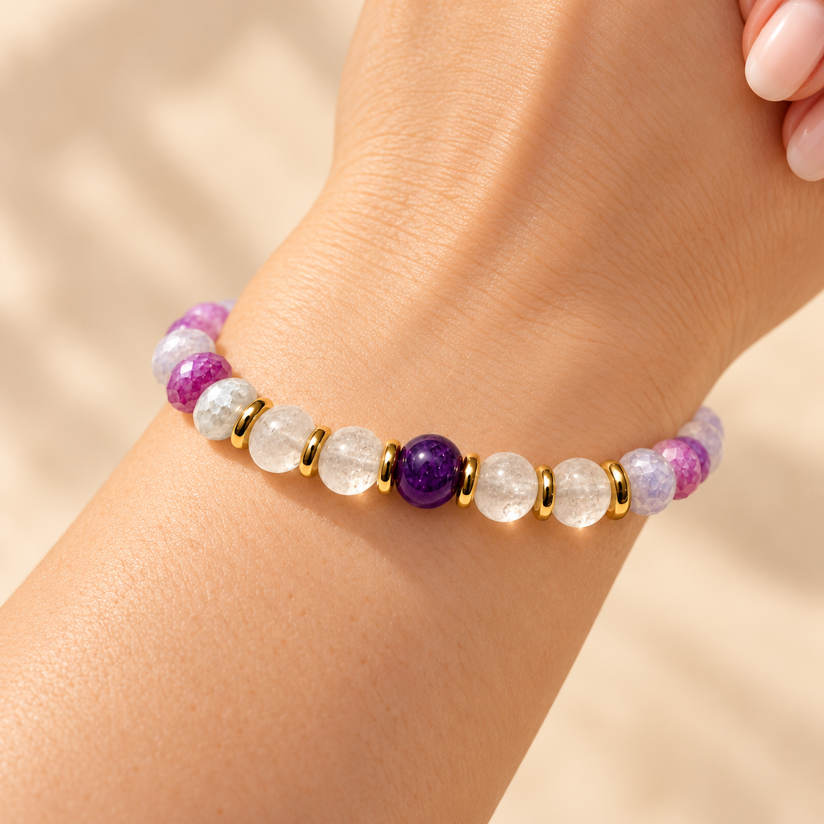 Pulsera de Intención Libre — Amatista &amp; Cuarzo Rosado