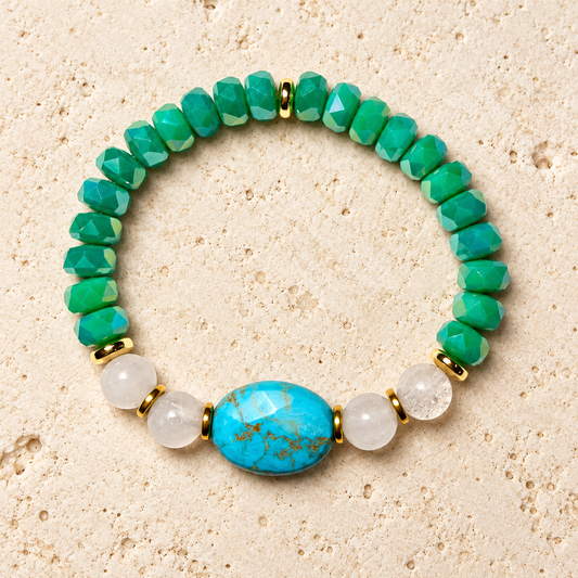 Pulsera de Intención Libre - Turquesa & Cuarzo Rosado