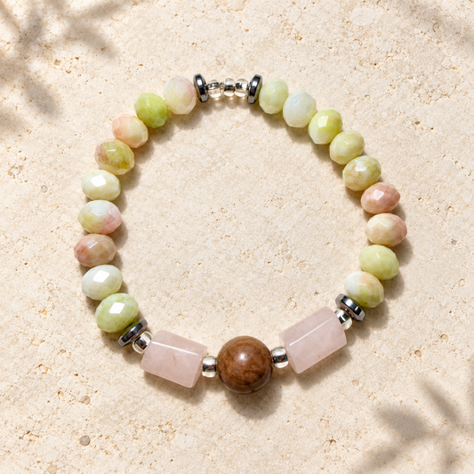 Pulsera de Intención Libre — Cuarzo Rosado &amp; Rodonita